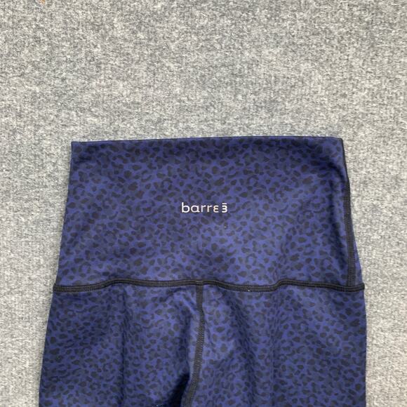 Barre3 Leggings Women XS Extra Small Blue Cheetah High Rise Wide Waistband Yoga - Picture 9 of 11